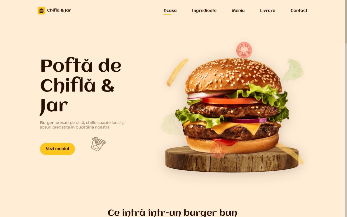 Pagina principală Chiflă și Jar, restaurant de burgeri din București