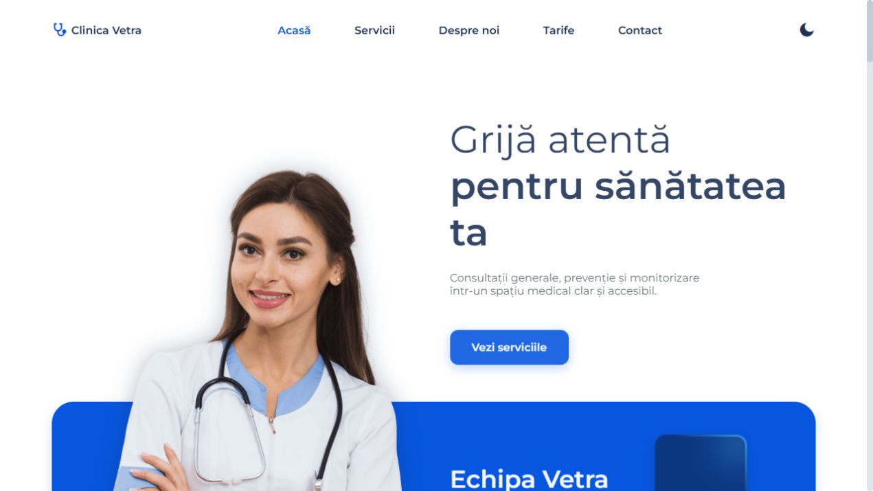 Pagina principală Clinica Vetra, centru medical multidisciplinar