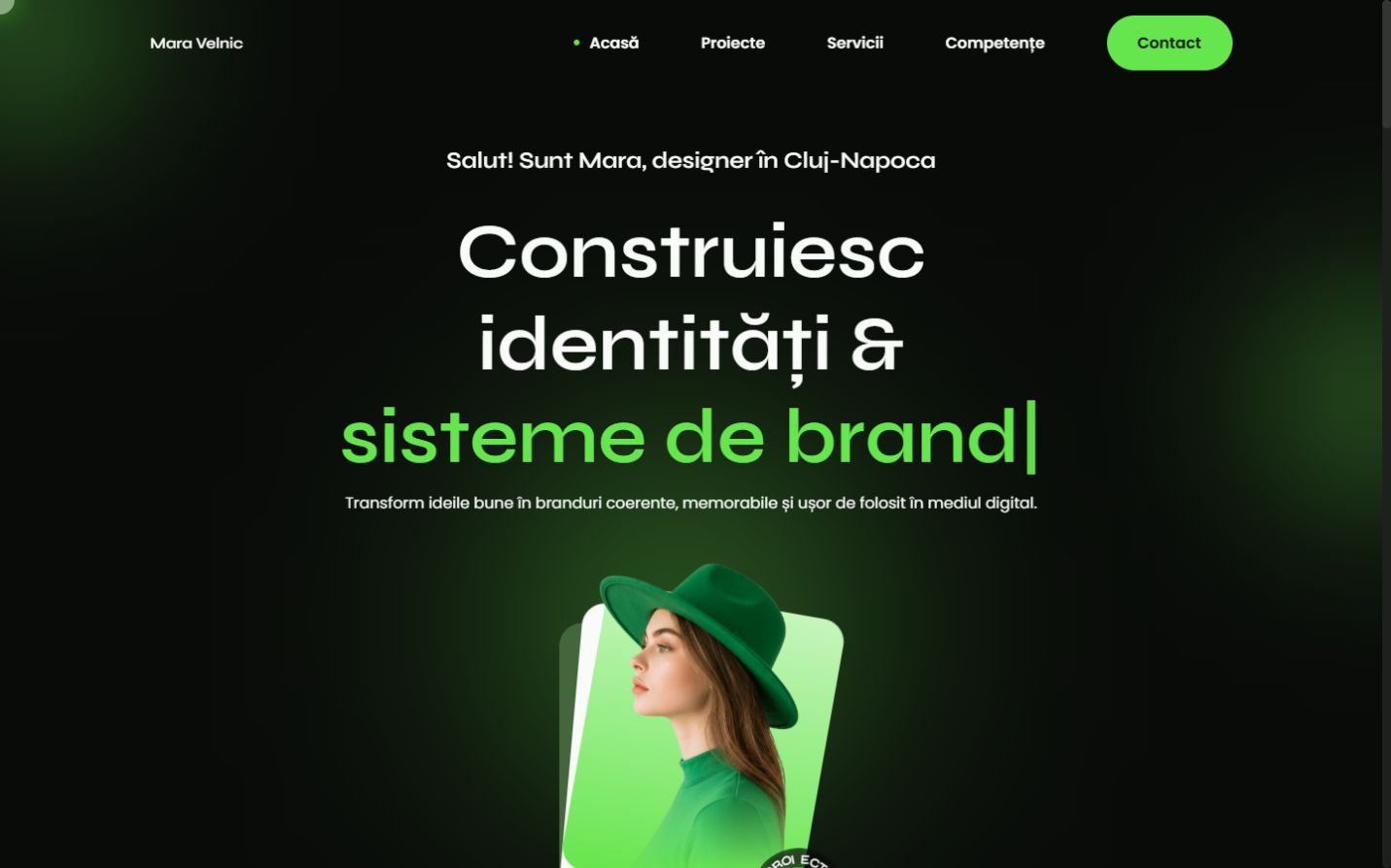 Pagina de portofoliu Mara Velnic, designer de brand din Cluj-Napoca