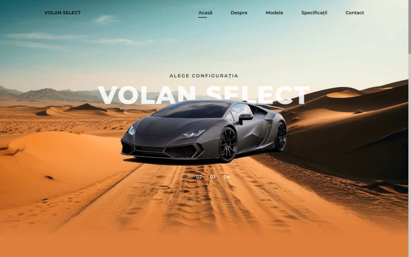 Pagina principală Volan Select, configurator auto demonstrativ